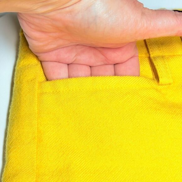 Banana Republic Womens Size 0 Bright Mustard Yellow Wide Leg Wool Cropped Pants - Picture 6 of 6